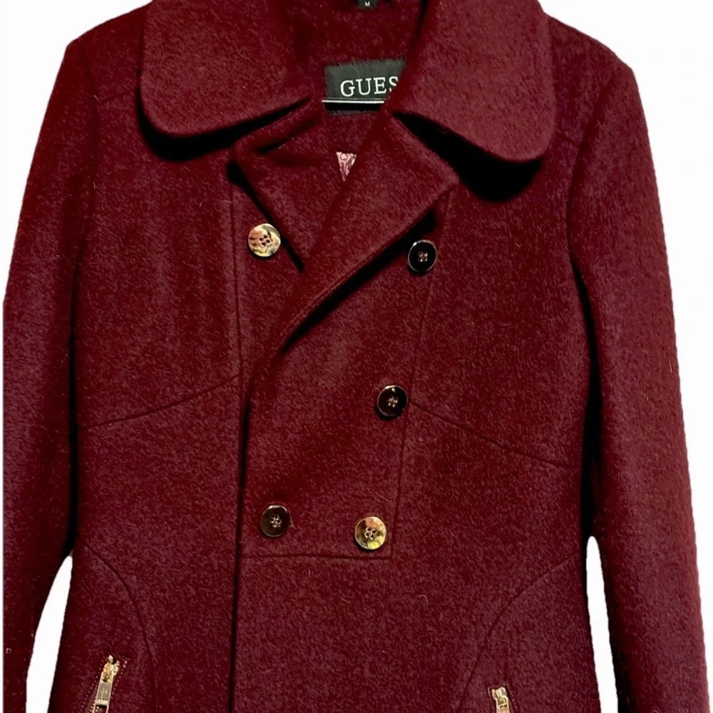Guess Women's Double-Breasted Plum Pea Coat - Picture 3 of 9